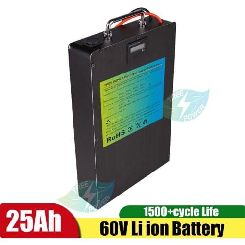 Black Steel Li ion Battery Pack 60V 25Ah Portable Lithium Battery With BMS For XB-H Scooter +Fast Charger