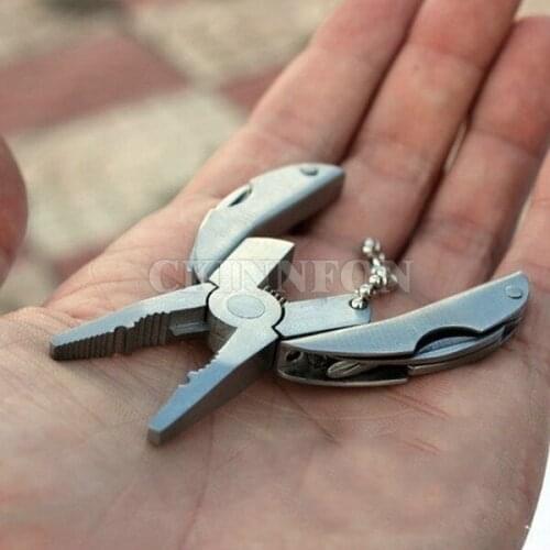 DHL 100pcs Outdoor Mini Folding Muilti-functional Plier Clamp Keychain Outdoor Hiking Tool pocket multitools