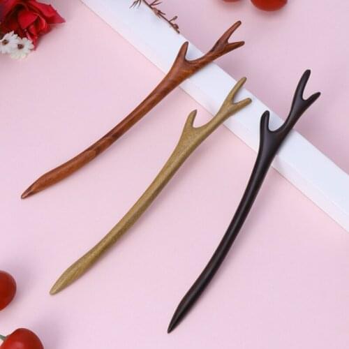 Ebony Hairpin Chinese Style Retro Hair Stick Antler Natural Wood Jewelry Vintage