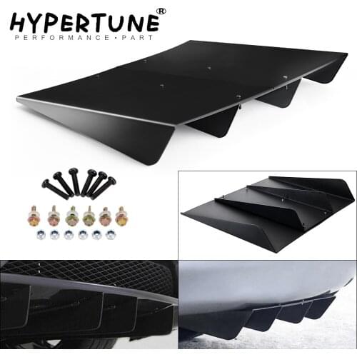 Hypertune - Rear Bumper 4 Shark Fins Diffuser Car Spoiler Decoration Fin 22" x 21" Black ABS Universal HT-SFB06
