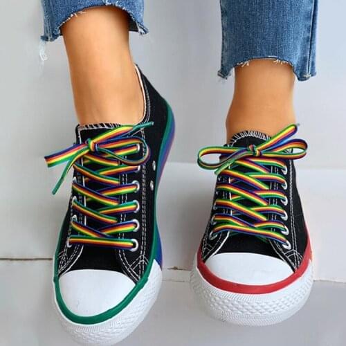 Women Sneakers Summer Candy Color Canvas Vulcanized Shoes New Fashion Rainbow Female Platform Walking Ladies Flat Comfort Casual