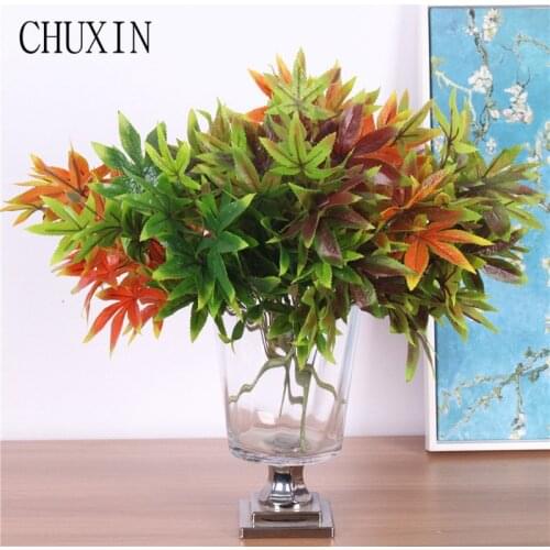 5 fork maple leaves simulation silk green plants tree leaves home garden decoration Artificial flowers wedding scene layout 1pc