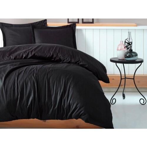 Cotton Box Stripe Black Cotton Satin Duvet cover set Double Personality