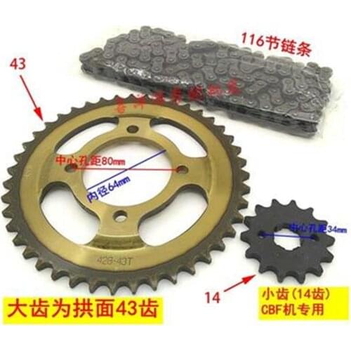 Motorcycle Spare part Chain set with gear sprocket geartransmission for Honda WH125 WH 125 125cc