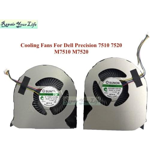044PG6 0XNTR8 Laptop CPU GPU Cooling fans For Dell Precision 7510 M7510 7520 M7520 44PG6 XNTR8 Notebook PC Cooler Fan radiator