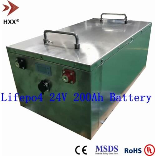 Lifepo4 24V 200Ah Lithium Battery Pack Built BMS Set 250A Max Discharge Deep Cycle for Camper RV Solar Energy Storage System UPS