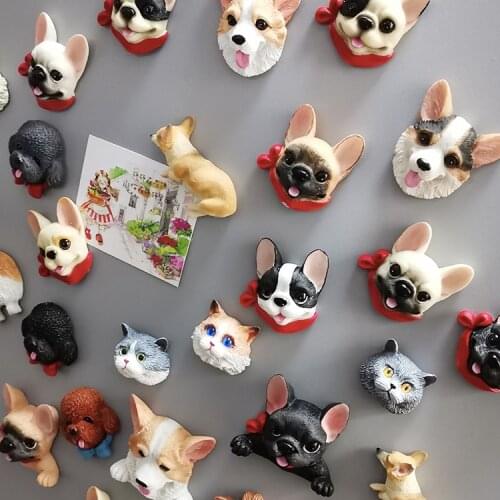 21design Cute Dog Fridge Magnets 3D Pet French Bulldog Corgi Poodle Cat Design Art Stickers Magnets for Refrigerators Home Decor