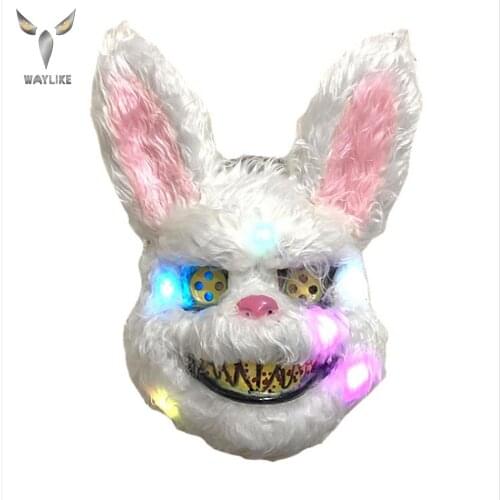 WAYLIKE Evil Bloody Rabbit Mask Bloody Plush Halloween Horror Masks Masquerade Party Cosplay Masque Easter Mask Tricky Mask