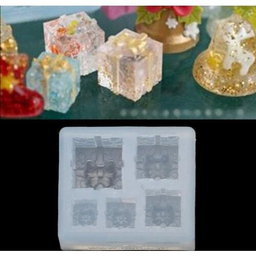 Mini Size Christmas Gift Box Pendant Silicone Resin Molds Jewelry Making Tools Dried Flower Resin Decorative DIY Hand Crafts