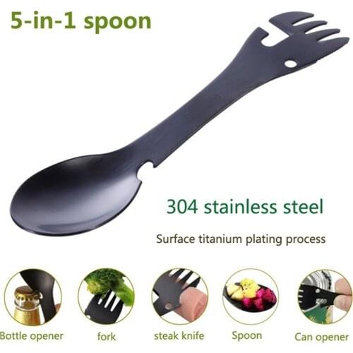 Multifunctional Titanium Spoon Outdoor Tableware Camping Picnic titanium Fork Ultralight pure titanium Spork