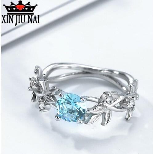 Fashion sea blue crystal beauty princess ring elegant lady exclusive jewelry party CZ charming girl jewelry