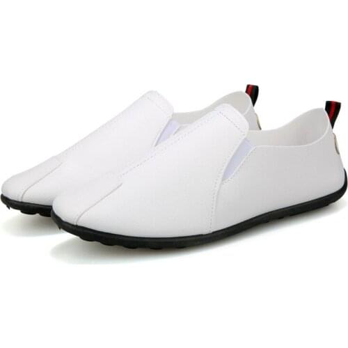 2021 Spring Autumn New Fashion Mens Leather Casual Shoes Breathable Light Rubber Shallow Flat Loafers Comfortable for Daily