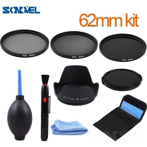 62mm ND2 ND4 ND8 Neutral Density Filter Lens Set+lens hood For Sony NEX-5R NEX-F3 NEX-6/7 A6500 A6300 E 18-200mm / E 10-18mm f/4