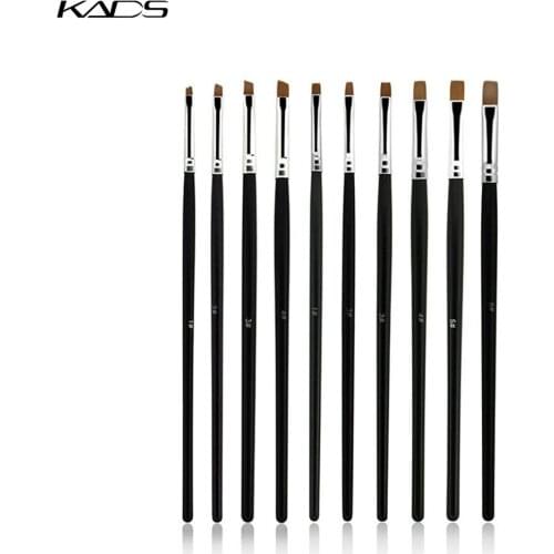 10PCS/SET Tilted & Flat Head Nail Art UV Gel Brush Acrylic Polish Painting Brush Set For Nail Salon Manicure Tips Tool