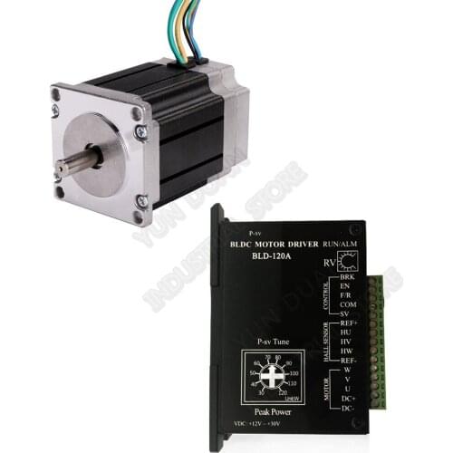Nema23 Brushless Motor Driver Kits 125W DC24V 57mm 0.4Nm 57mm 3000rpm Hall 3PH 8mm Shaft BLDC for Medical Equipment