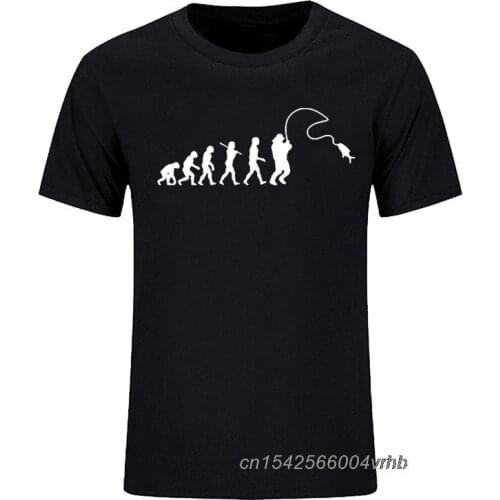 New Evolution Fishinger Tee Shirt Men Graphic Fish Joke Fisherman Carp T-Shirts Cotton Short Sleeve Funny Gift T-Shirt