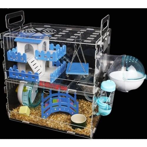 NEW Pet Products Transparent Acrylic Hamster Double-decker Guinea Pig Villa Cage Is Suitable for Four Seasons Different Toy