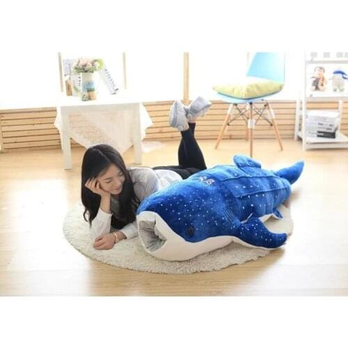 Huge 150cm dark blue cartoon whale soft plush toy throw pillow Christmas gift b0858