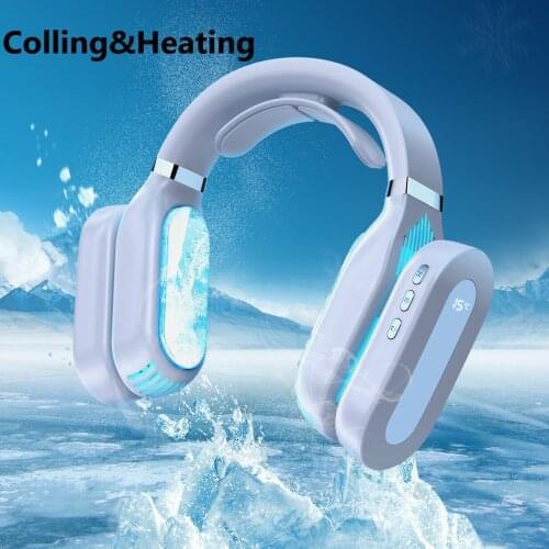 Protable Mini Neck Fan Air conditioning Bladeless ventilador USB Rechargeable Leafless Wearable Neckband Fan With Warm Heater