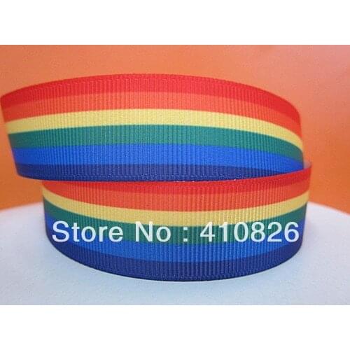 Q&N ribbon wholesale/OEM 7/8inch 22mm Rainbow Stripe Grosgrain Ribbon 50yds/roll Free Shipping