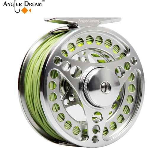 Angler Dream CNC Machined 3/4 5/6 7/8 9/10 WT Fly Fishing Reel With 3 5 8F Weight Forward Floating Green Fly Fishing Line Combo
