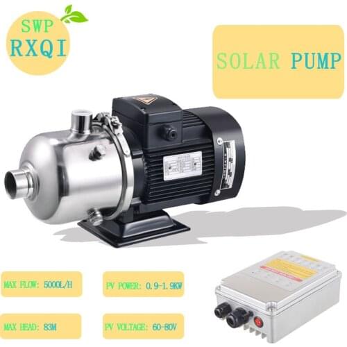 SOLAR SURFACE PUMP DC Round SS304 Centrifugal MPPT Controller 48v 500w or 0.7HP Max flow 5000L/H Max head 38m Inlet & Outlet 1"