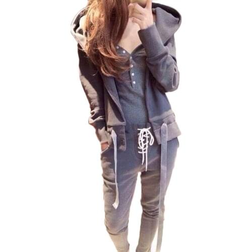 Warm sports leisure suit three piece hooded sweater club outfits for tracksuit women pants womens sets