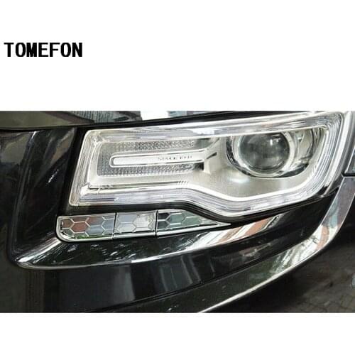 TOMEFON Car Silver Chrome ABS For JEEP Grand Cherokee 2014 2015 2016 2017 Headlight Cleaning Device Cover Sticker 6PCS/set