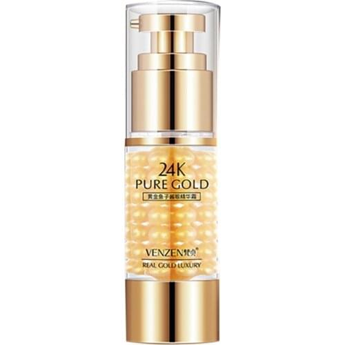 VENZEN 24K Gold Caviar Eye Serum Anti-Wrinkle Anti-Age Remover Dark Circles Eye Cream Against Puffiness Eye Skin Care