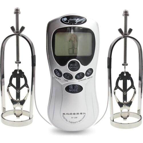 Breast Squeeze Puller Nipple Clamps Electro Shock Stimulate BDSM Metal Heavy Stalactite Adult Game Couples Sex Toys for Women