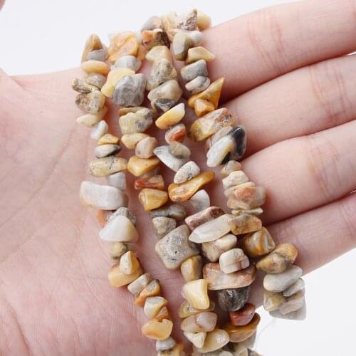 Yellow Pattern Stone Irregular Natural Stone Bead Gravel Beads for Jewelry Making DIY Bracelet Necklace Accessories 15'' /Strand