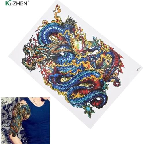 1 Sheet Big Large Shoulder Half Arm Tattoo Scapuler Sticker Dragon Lotus Temporary Body Art Tattoo