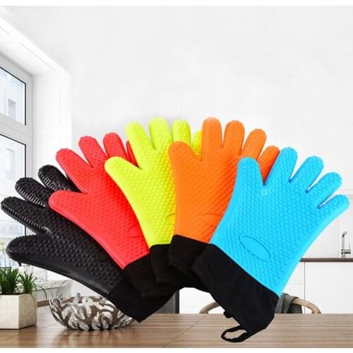 1 PC Silicone Heat-Resistant Oven Gloves Cooking Barbecue Five Finger Silicone Kitchen Microwave Mittens New Arrivals