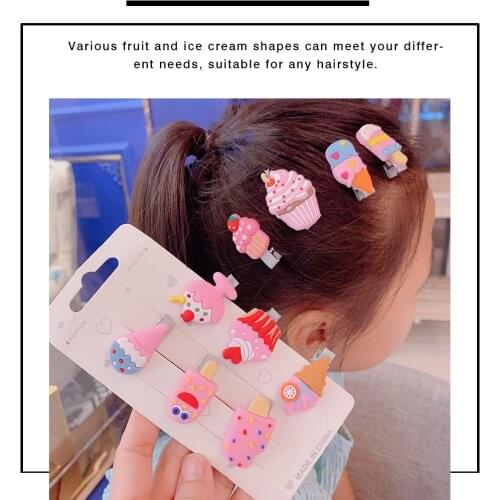 10pcs Hairpins Set Cartoon Printed Children Hair Clips Cream Type Hair Clip Metal Hair Accessories for Kids
