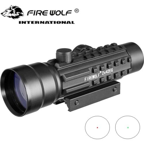 2x42 Red Dot Scope With Rail Red Dot Sight Red/green Illuminutedfor Rifle Scope For Hunting