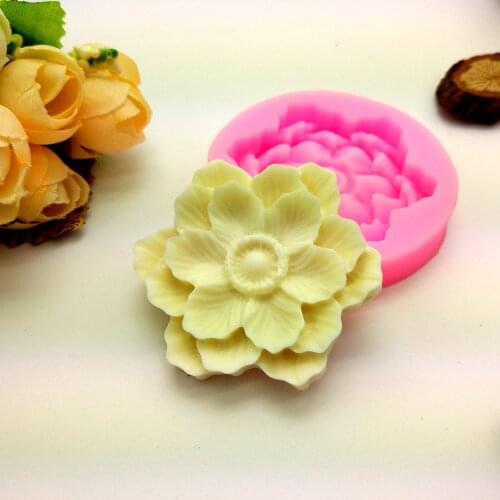 3D Beautiful Lotus Chrysanthemum Flower Silicone Soap Moulds For Fondant Cake Decorating Tools DIY Baking Chocolate