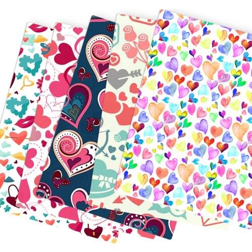 Valentines Day Heart Patchwork Polyester Cotton Fabric for Tissue Kids Sewing Quilting Fabrics Needlework ,c13748