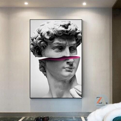 Abstract Sculpture Art of David Vaporwave Canvas Posters and Prints Funny Statue Modern Wall Paintings Pictures for Home Decor