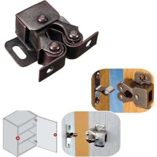 1Pcs Double Ball Roller Catches Cupboard Cabinet Door Latch Locks Hardware Tool Copper Double Roller Catch(Without Screws)