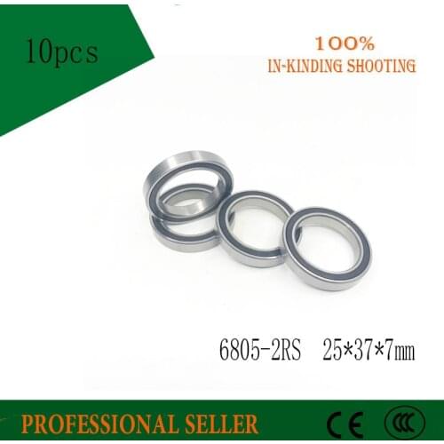 Free shipping 10PCS 6805-2RS 61805RS 6805 RS 25x37x7mm deep groove ball bearing Bearings 25*37*7mm bicycle part bearing