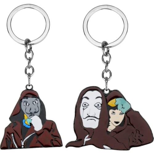 Movie The House Of Papa Money Heist Keychain Trinket La Casa De Papel Salvador Dali Professor Funny Key Rings Cartoon Figure Key