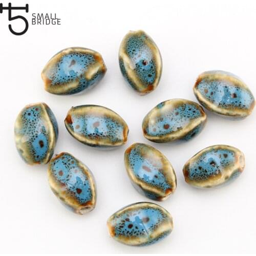 15mm 10pcs Flower Glaze Ceramic Porcelain Beads Jewelry Accessories Diy Bracelet Wholesale Beads For Jewelry Making T101