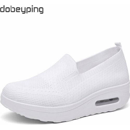 Spring Autumn Womens Swing Shoes Mesh Woman Loafers Flat Platforms Female Shoe Wedges Ladies Shoes Height Increasing Sneakers