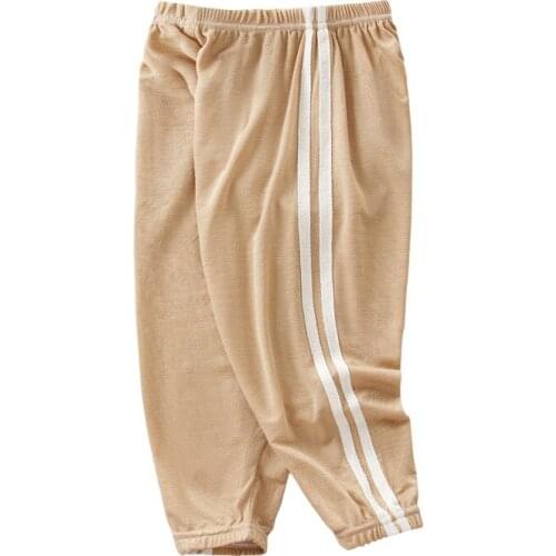 Kids Pants For Boys Girls Fashion Summer Trousers Candy Color Anti-mosquito Children Long Pants Casual Homewear Cotton Clothes