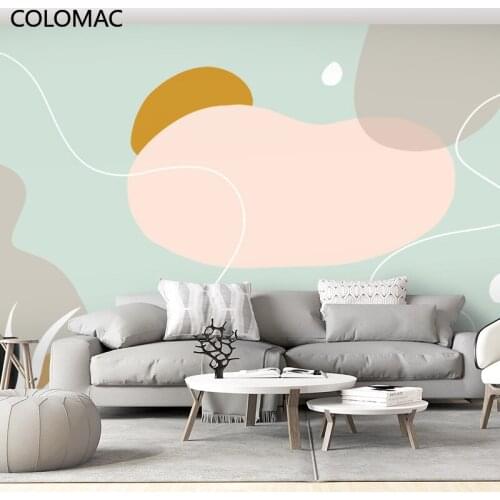 Colomac Custom Abstract Lineart Color Block Wallpaper Girl Bedroom Beauty Salon Clothing Store Background Mural Drop Shopping