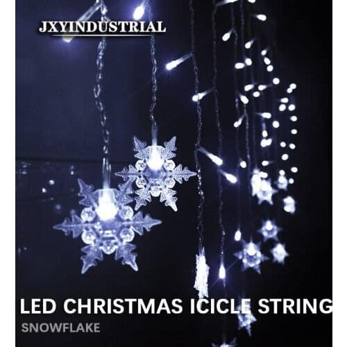 Festoon Led Light String Flash Curtain Icicle Droop 0.5-0.7M Snowflake Fairy Lights Christmas New Year Room Window Lights Decor