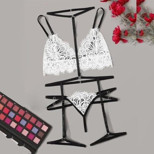 Hot Erotic Costumes Femme Sex Porn Babydoll Chemise Lingerie Open Crotch Sexy Halter Underwear White Exotic Sleepwear