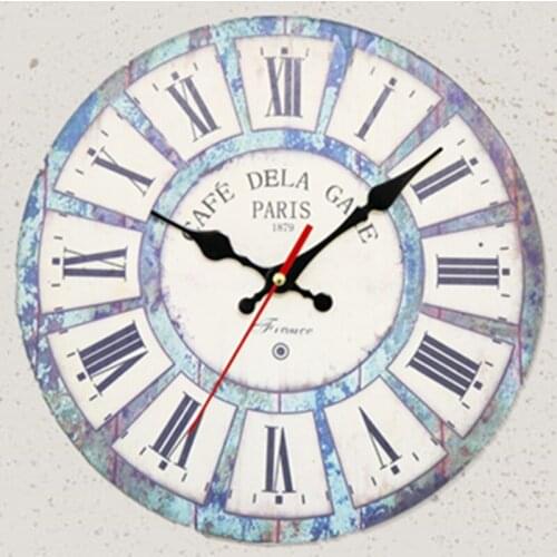 Living room creative wall clock nostalgic 30CM retro European and American pastoral country wooden simple silent clock