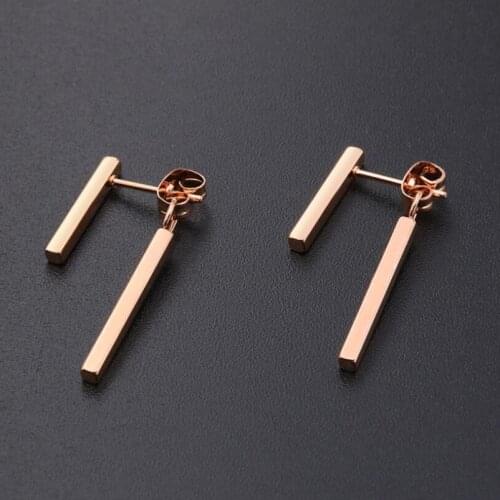 Strip Trendy Brief Titanium Stainless Steel 3Colors Plated Men Earring Drop Earrings For Women Classic Jewelry