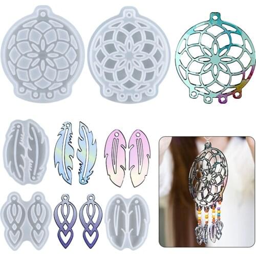 Dream Catcher Feather Pendant Epoxy Resin Mold Earrings Necklace Keychain Silicone Mould Diy Crafts Jewelry Decoration